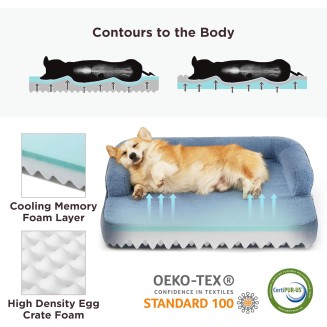 Memory Foam Dog Bed for Extra Large Dogs, XL Orthopedic Dog Bed Sofa with High Support Reversible Egg Foam - Pet Couch with Removable Washable Cover and Waterproof Coating, Navy Blue