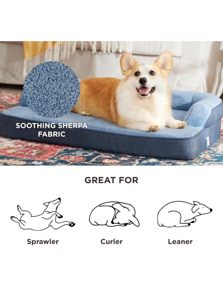 Memory Foam Dog Bed for Extra Large Dogs, XL Orthopedic Dog Bed Sofa with High Support Reversible Egg Foam - Pet Couch with Removable Washable Cover and Waterproof Coating, Navy Blue