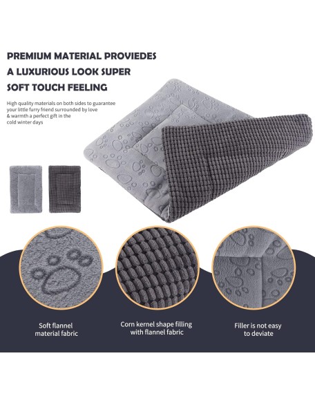 Dog Bed, Reversible Washable Mat, Soft Premium Plush Dog Crate Pad, Pet Sleeping Mattress for Small/Medium/Large Dogs and Cats FC014 (Gray,30"*20")