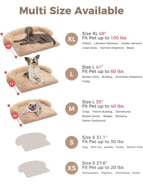 Dog Bed Large Sized Dog, Fluffy Dog Bed Couch Cover, Calming Large Dog Bed, Washable Dog Mat for Furniture Protector,Perfect for Small, Medium and Large Dogs and Cats