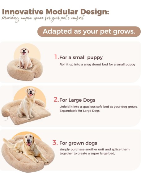 Dog Bed Large Sized Dog, Fluffy Dog Bed Couch Cover, Calming Large Dog Bed, Washable Dog Mat for Furniture Protector,Perfect for Small, Medium and Large Dogs and Cats