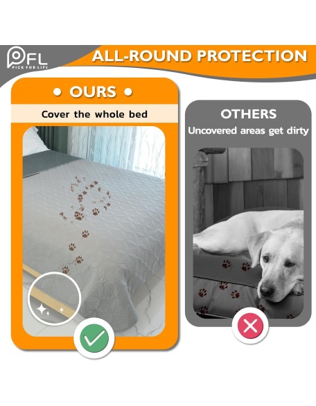 2 Packs Waterproof Dog Blankets Washable for Large Dog, Pet Couch Covers Protect Bed Sofa Furniture, Soft Reversible Dog Blankets Anti Scratches Dirty for Puppy Kids (82"×82", Light/Dark Grey)