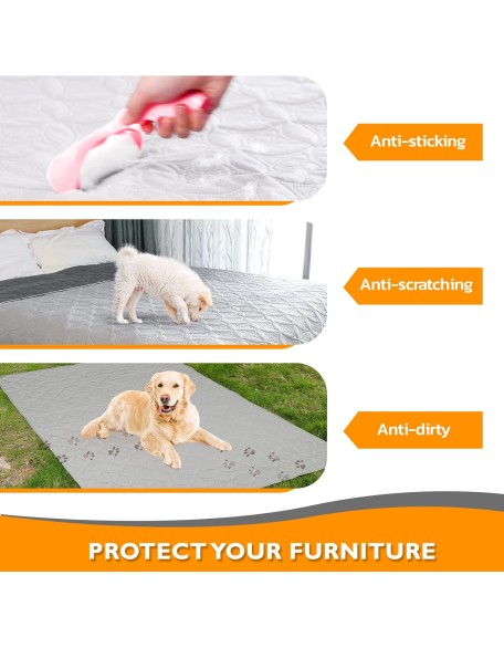 2 Packs Waterproof Dog Blankets Washable for Large Dog, Pet Couch Covers Protect Bed Sofa Furniture, Soft Reversible Dog Blankets Anti Scratches Dirty for Puppy Kids (82"×82", Light/Dark Grey)