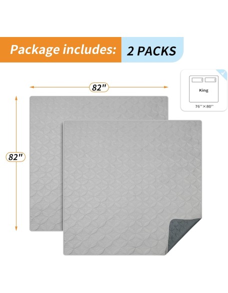 2 Packs Waterproof Dog Blankets Washable for Large Dog, Pet Couch Covers Protect Bed Sofa Furniture, Soft Reversible Dog Blankets Anti Scratches Dirty for Puppy Kids (82"×82", Light/Dark Grey)