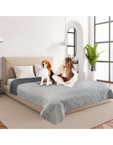 2 Packs Waterproof Dog Blankets Washable for Large Dog, Pet Couch Covers Protect Bed Sofa Furniture, Soft Reversible Dog Blankets Anti Scratches Dirty for Puppy Kids (82"×82", Light/Dark Grey)