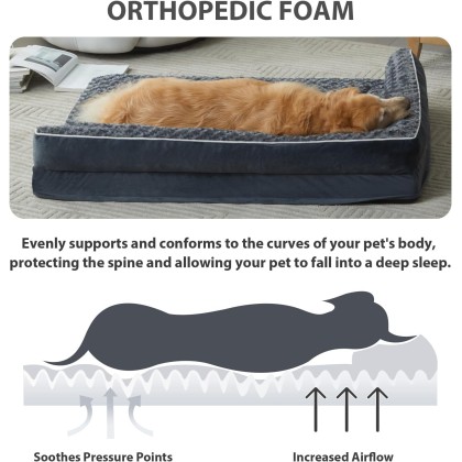 Orthopedic Dog Beds for Large Dogs-Waterproof Sofa Dog Bed with Removable Washable Cover, Large Dog Bed with Waterproof Lining and Nonskid Bottom,Pet Bed for Large Dogs