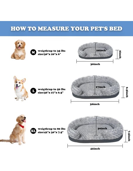 Medium Dog Bed Mat - Sofa-Style C-Shape Design, Super Soft Reversible Memory Foam and Eggshell Foam, Non-Slip Bottom, Waterproof and Easy to Clean