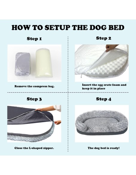 Medium Dog Bed Mat - Sofa-Style C-Shape Design, Super Soft Reversible Memory Foam and Eggshell Foam, Non-Slip Bottom, Waterproof and Easy to Clean