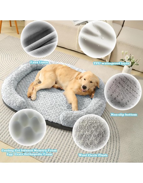 Medium Dog Bed Mat - Sofa-Style C-Shape Design, Super Soft Reversible Memory Foam and Eggshell Foam, Non-Slip Bottom, Waterproof and Easy to Clean