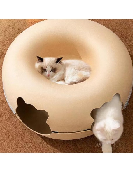 Cat Tunnel Bed,Cat Toys Cat Tube for Indoor Cats,Removable Washable Felt Cat Carve Bed with Zipper，Cat Cave Interactive Toys for Dog Bunny Cat Pet Supplies