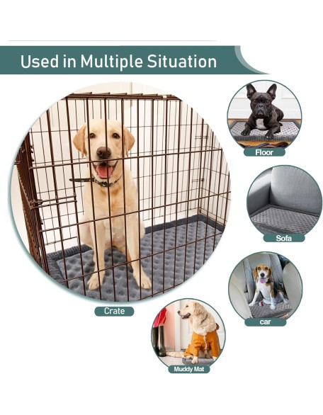 Dog Crate Pad 24x17 inch Gray Memory Foam Dog Bed Mat for Small Dog Cat Grey Washable Puppy Sleeping Bed Anti Slip