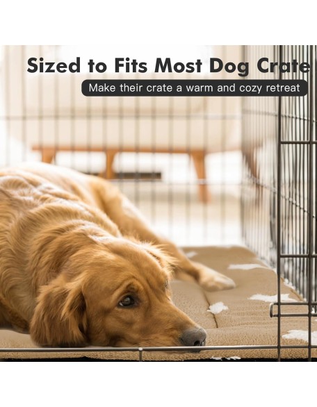 Pets Dog Crate Pad Dog Bed Mat for Small Medium Dogs Washable Pet Kennel Pad for 24 inch Cage Ultra Soft Flat Puppy Mattress Cat Kitten Cute Cushion for Cozy Sleeping Anti-Slip Brown 24 x 18