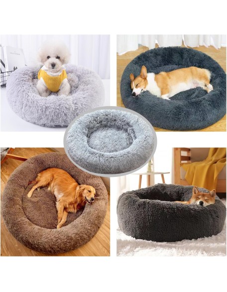 Donut Cuddler Pet Bed Dog Sofa Bed, Calming Dog Bed Washable Self-Warming Cat Bed Donut, Round Plush Dog Bed with Non-Slip Bottom for Large Medium Small Dogs(140cm)