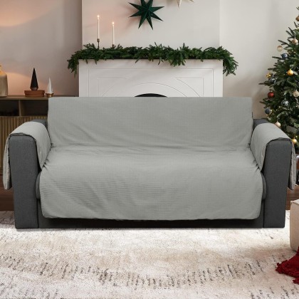 Sofa Cover, Water Resistant Slipcover Furniture Protector, Washable Couch Cover with Non Slip and Elastic Straps for Kids, Dogs, Pets(Sofa, LightGrey-Waffle)