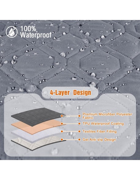 Waterproof Recliner Couch Covers, Sofa Covers 1-Piece Washable Reclining Sofa Cover Non-Slip Furniture Protector with Elastic Straps Pocket for Dogs, Pets(Dark Gray,3 Seater)
