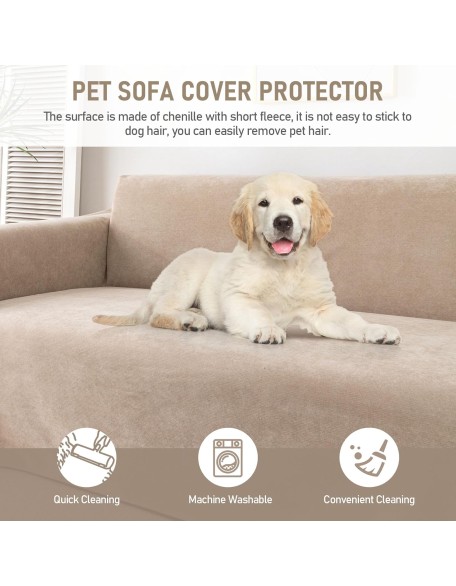Non-Slip Couch Cover Waterproof Sectional Sofa Cover Couch Cover Blanket - Cat Scratch Furniture Protector Dog Couch Cover Protector Machine Washable, 71’’ x 118’’, Oat Beige - U
