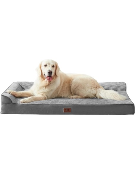 Orthopedic Dog Beds Big Large Sized Dog, Pet Sofa Bed with Removable Washable Cover, Egg Foam Support, Bolster Cushion for Comfortable Sleep, Waterproof Lining and Non-Slip Bottom