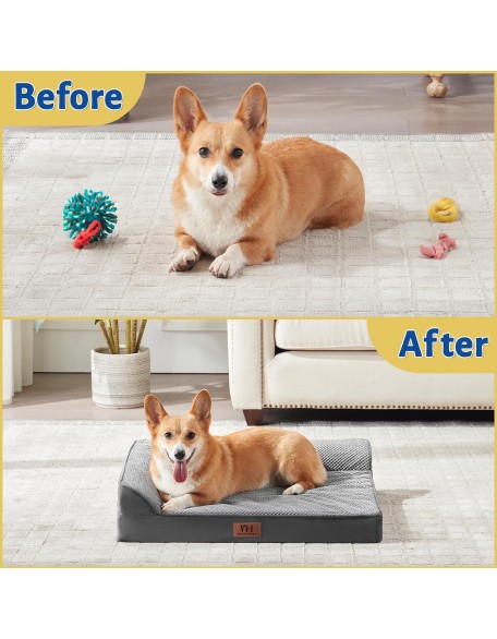 Orthopedic Dog Beds Big Large Sized Dog, Pet Sofa Bed with Removable Washable Cover, Egg Foam Support, Bolster Cushion for Comfortable Sleep, Waterproof Lining and Non-Slip Bottom
