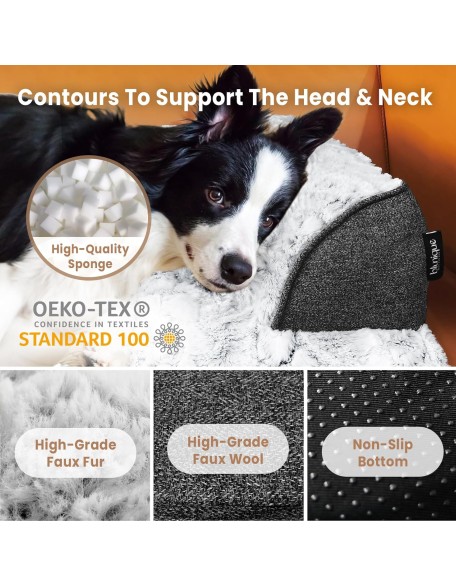 Dog Couch Bed for Large Dogs Memory Foam, Faux Fur Waterproof Dog Bed for Couch Furniture Protector, Calming Dog Bed Washable with for Pet Sofa Cover, Large 41x37 Inches