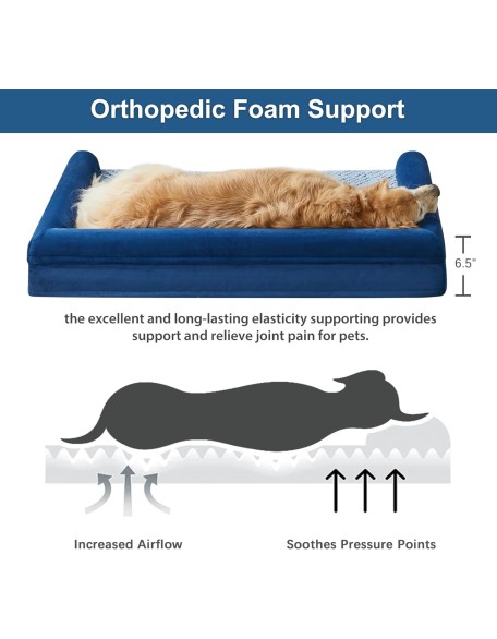 Dog Beds for Large Dogs, Orthopedic Sofa Dog Bed Mat Pillow with Removable Waterproof Cover, Egg-Foam Dog Crate Bed for Medium Large Dogs