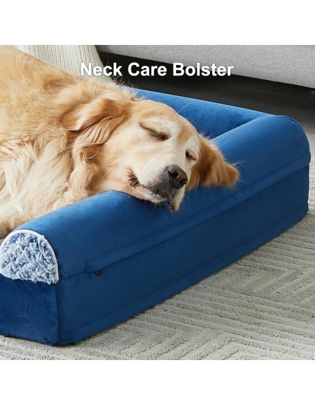 Dog Beds for Large Dogs, Orthopedic Sofa Dog Bed Mat Pillow with Removable Waterproof Cover, Egg-Foam Dog Crate Bed for Medium Large Dogs