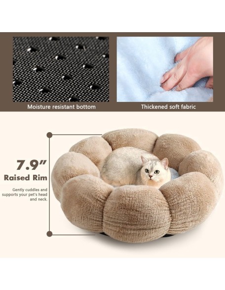 Dog Bed Round Cat Nest Cute Puppy Sofa Bed Super Soft Kitten Sleeping Cushion Washable Pet Couch Mat for Medium Small Dogs Anti-Slip Cat Cave