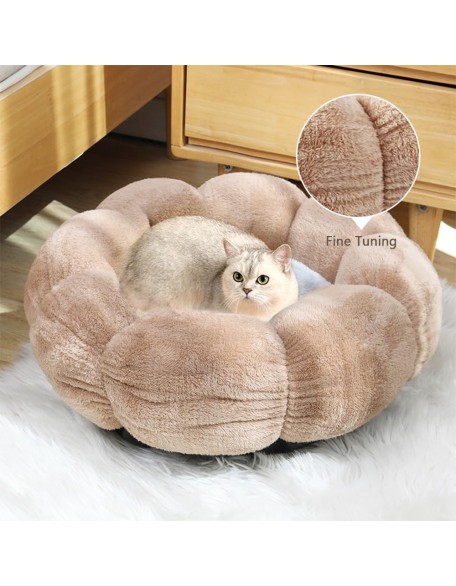 Dog Bed Round Cat Nest Cute Puppy Sofa Bed Super Soft Kitten Sleeping Cushion Washable Pet Couch Mat for Medium Small Dogs Anti-Slip Cat Cave