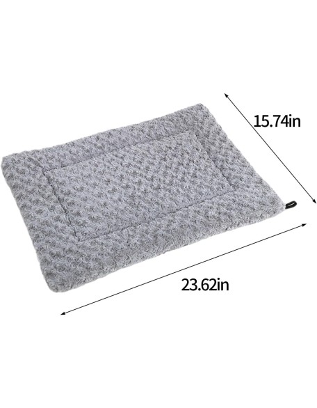 Dog Beds for Small Dogs Soft Fluffy Washable Plush Dog Pad Warm Small Pet Cushion Pet Sleeping Mat for Indoor (23x15inch, Grey)