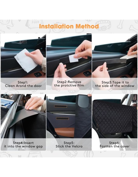 Dog Car Cover for Back Seat and Door Protector Waterproof Dog Seat Covers for Cars, Car Seat Protector for Dogs with 1 Dog Seat Belt, Nonslip Back Seat Cover and Door Cover for SUV