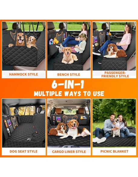Dog Seat Cover for Car Back Seat, SUVs & Trucks - Zipper Design Seat Protector for Dogs w/Mesh Window & Waterproof – Durable & Scratch-Proof – Pet Car Seat Cover Hammock
