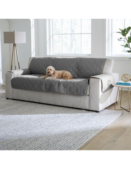 Gemma X-Large Sofa Cover Furniture Protector, Microfiber Waterproof Pet Protector Furniture Covers with Non-Slip Backing, Machine Washable Sofa Covers, Single Taupe Furniture Cover