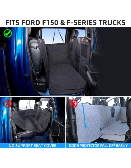 Dog Car Seat Cover for Back Seat,Seat Covers for Trucks,Dog Hammock for Truck,Back Seat Pet Cover for Dogs,Back Seat Extender for Dogs,Dog Seat Cover for Truck F150 & F-Series (Black, F150)