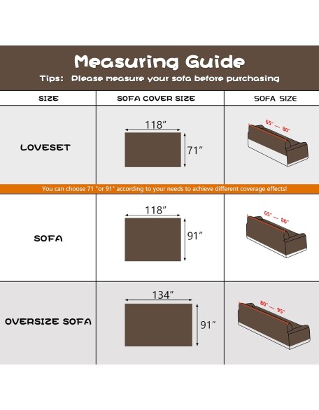 Non Slip Couch Cover Sofa Covers for 3 Cushion Couch, Water Resistant and Washable Sectional Couch Covers for Pet, Couch Protector Couch Cover Blanket for Living Room, 91" x 134", Dark Brown