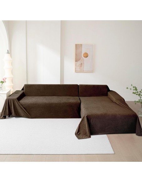 Non Slip Couch Cover Sofa Covers for 3 Cushion Couch, Water Resistant and Washable Sectional Couch Covers for Pet, Couch Protector Couch Cover Blanket for Living Room, 91" x 134", Dark Brown