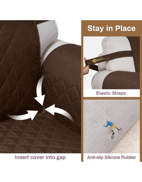 100% Waterproof Couch Covers for Pets Dogs Anti Slip Sofa Covers Washable 3 Cushion Couch Large Couch Cover Protector Thick Sofa Slipcover with Pockets (78" Sofa, Chocolate)