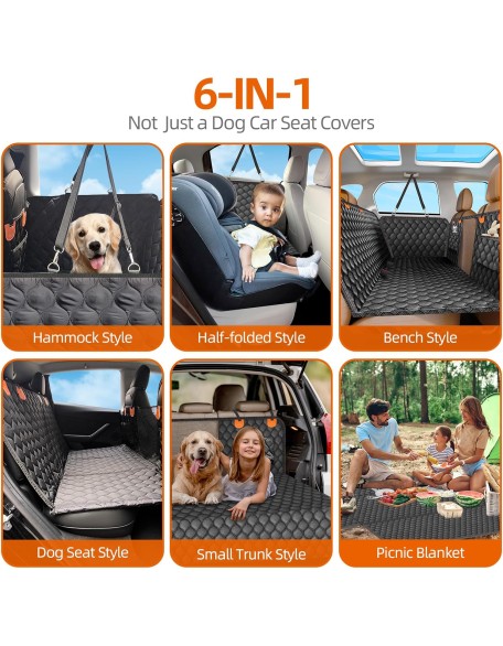 Back Seat Extender for Dogs- Holds 400LBS, Dog Car Seat Cover for Backseat Hard Bottom 100% Waterproof Non-Slip Scratch Resistant Dog Hammock for Car SUVs Truck, Universal Size -Black
