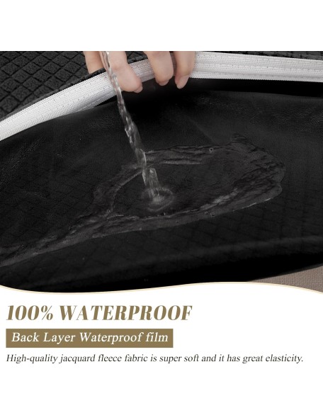 100% Waterproof Reclining Sectional Couch Covers Jacquard Stretch 6-Piece Sectional Recliner Sofa Cover for Corner L Shaped Sofa Loveseat Recliner Slipcover Washable (2 Seat with Arms, Black)