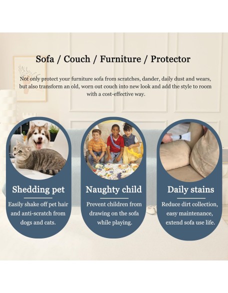 Chenille Couch Cover Sectional Sofa Covers for 3 Cushion Couch Geometric Furniture Protector Couch Cover for Dogs Pet Sofa Slipcover Herringbone Blue Couch Cover Blanket, 91"x150"