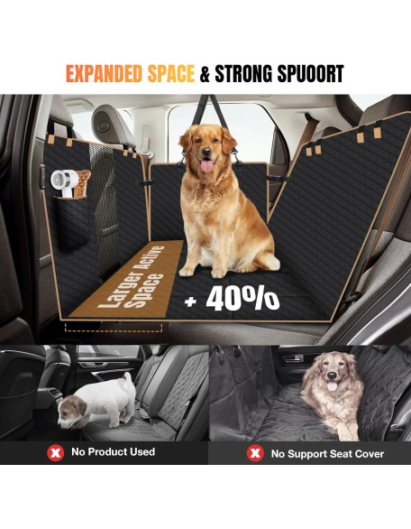 Dog Car Seat Cover for Back Seat, Dog Car Bed Cover with Strong Hard Bottom, Car Back Seat Extender for Dogs, Dog Hammock for Car SUV Truck,4 Panels Black
