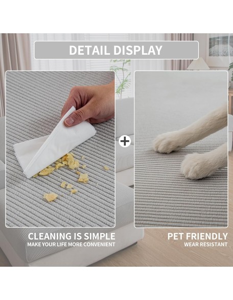 Couch Cushion Covers,Comfort Soft Magic Sofa Covers Washable Stretch Resistant for 3 Chair  Cushion Couch Furniture Protector for Pets Sectional Slipcovers(3-Piece+1 Chaise,Light Gray)