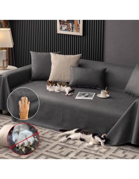 Waterproof Couch Covers for Pets Washable Sofa Cover Sectional Couch Cover Blanket for 2-3 Cushion Couch Sofa Cozy Dog Cat L Shape Furniture Couch Protector (Dark Grey, 82"x134")