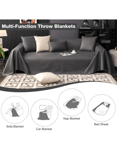 Waterproof Couch Covers for Pets Washable Sofa Cover Sectional Couch Cover Blanket for 2-3 Cushion Couch Sofa Cozy Dog Cat L Shape Furniture Couch Protector (Dark Grey, 82"x134")