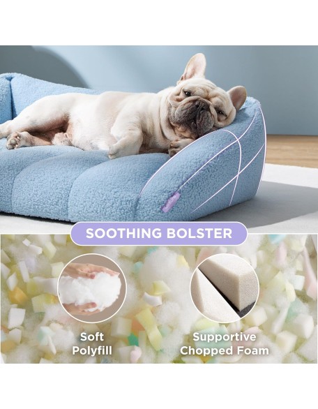 Orthopedic Dog Bed Sofa for Large Dogs, Waterproof Dog Couch with Removable Washable Cover, Cute Aesthetic Pet Sofa Couch with Egg Crate Foam(35" x 25" x 10.5", Blue)