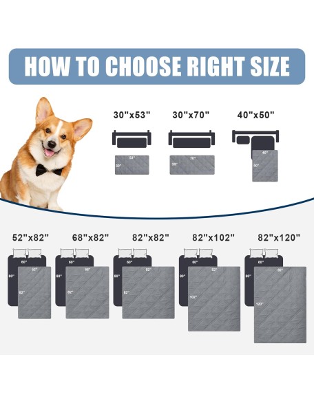 Waterproof Dog Blanket, Reversible Dog Bed Cover Pet Blanket, Soft Couch Cover for Dogs Washable, Bed Couch Sofa Furniture Protector for Puppy Cat Kids (82"x120", Grey/Dark Grey)