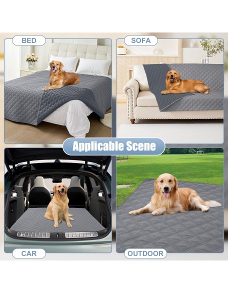 Waterproof Dog Blanket, Reversible Dog Bed Cover Pet Blanket, Soft Couch Cover for Dogs Washable, Bed Couch Sofa Furniture Protector for Puppy Cat Kids (82"x120", Grey/Dark Grey)