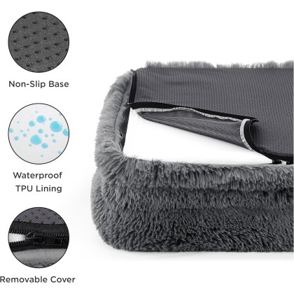 Orthopedic Dog Bed for Large Dogs - Big Washable Calming Dog Sofa Beds Large, Supportive Foam Pet Couch Bed with Removable Washable Cover, Waterproof Lining and Nonskid Bottom, Grey