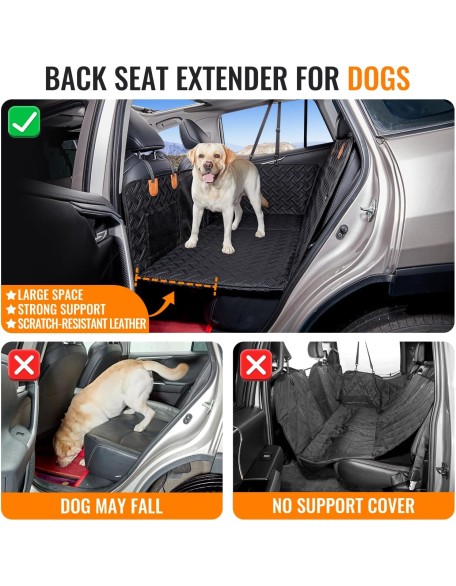 Dog Back Seat Extender,Back Seat Pet Cover for Dogs,Rear Dog Car Seat Cover for Back Seat,Hard Bottom Car Seat Cover for Dogs, Dog Seat Covers,Dog Hammock for Car