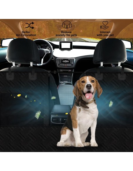 Back Seat Extender for Dogs, Dog Hammock for Car Hard Bottom,Dog Backseat Extender Protector Waterproof Hard Bottom Car Seat Cover for Dogs with Mesh Window for SUVs,Cars,Trucks