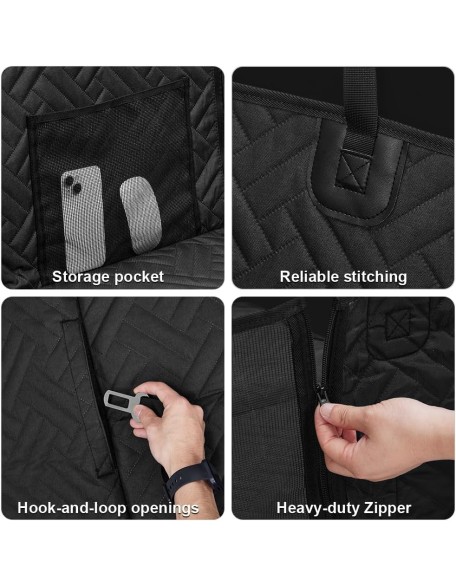 Back Seat Extender for Dogs, Dog Hammock for Car Hard Bottom,Dog Backseat Extender Protector Waterproof Hard Bottom Car Seat Cover for Dogs with Mesh Window for SUVs,Cars,Trucks