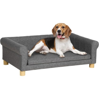 Modern Dog Couch Bed, Pet Sofa for Medium to Large Dogs or Cats, Elevated Pet Couch Sleeping Bed with Removable Seat Cushion, Dark Gray